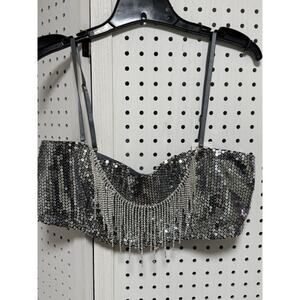 NWT Anthropologie Sequin Rhinestone Bralette Bandeau - Size XL
